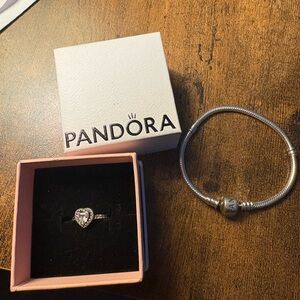 Pandora Silver Heart Ring with Bracelet